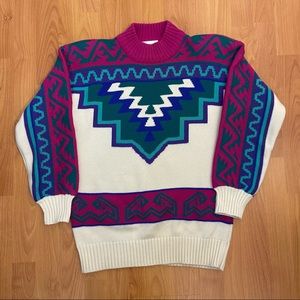 Vintage Ossi Skiwear Women’s 80s Shoulder Padded Sweater Small